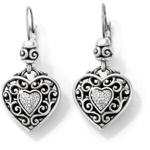 Brighton Reno Heart Silver tone Leverback Earrings